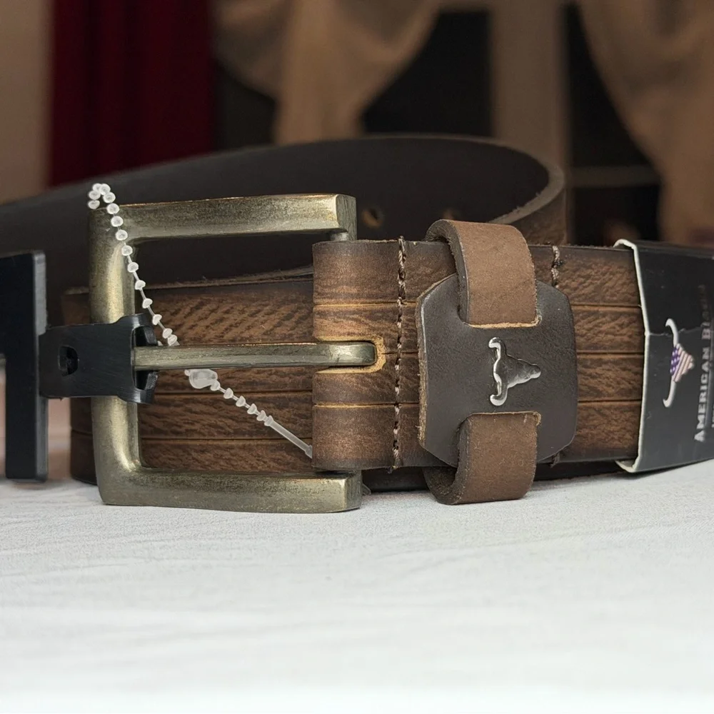 American Bison‎ 100% Genuine Leather Dark Brown Leather Belt-Size 36
